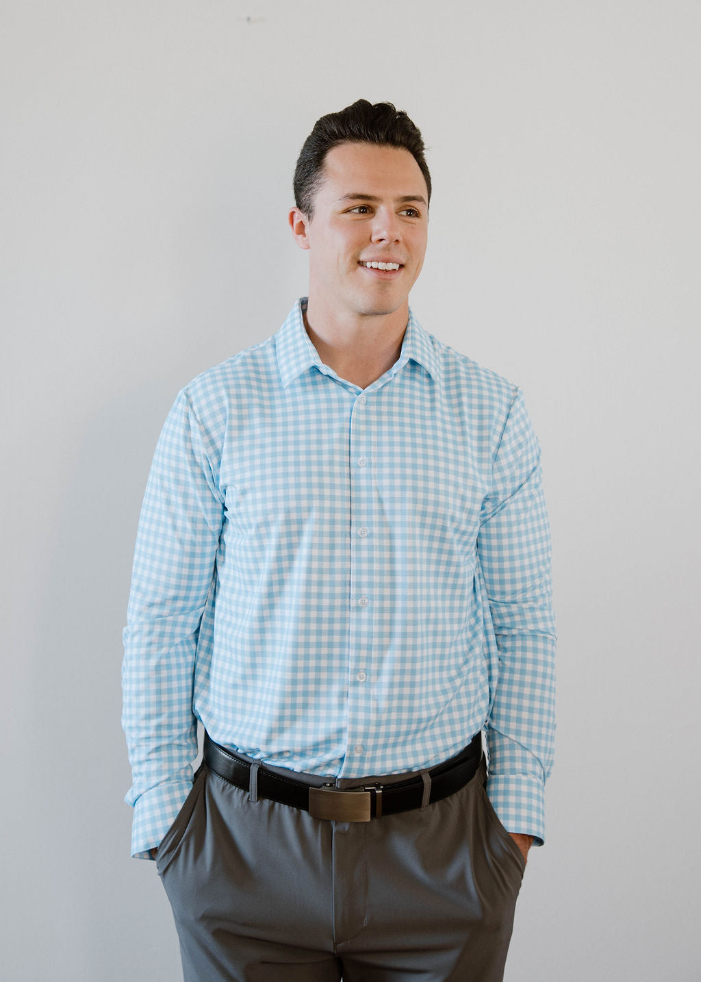 JD Buck Sky Blue Gingham Long Sleeve Shirt