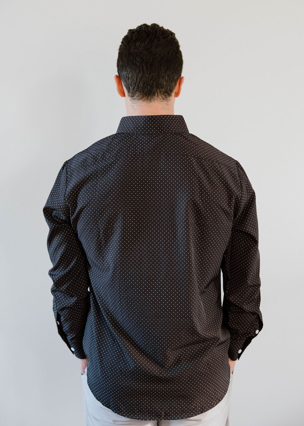 JD Buck Deep Navy Dot No Tuck Long Sleeve Shirt
