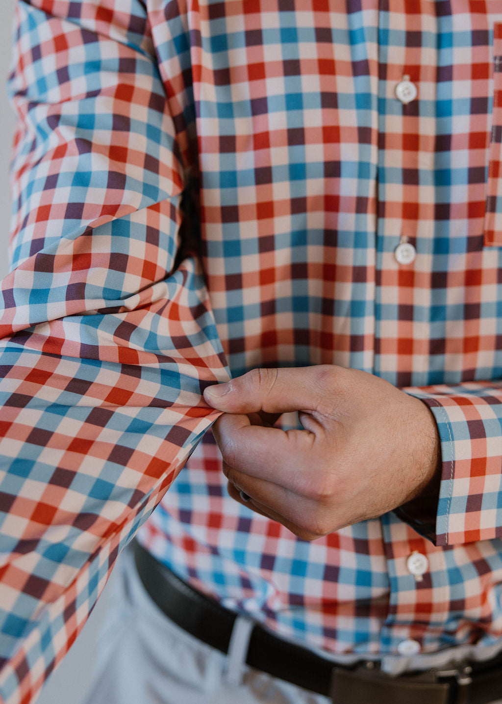 JD Buck Blue Crimson Plaid Long Sleeve Shirt