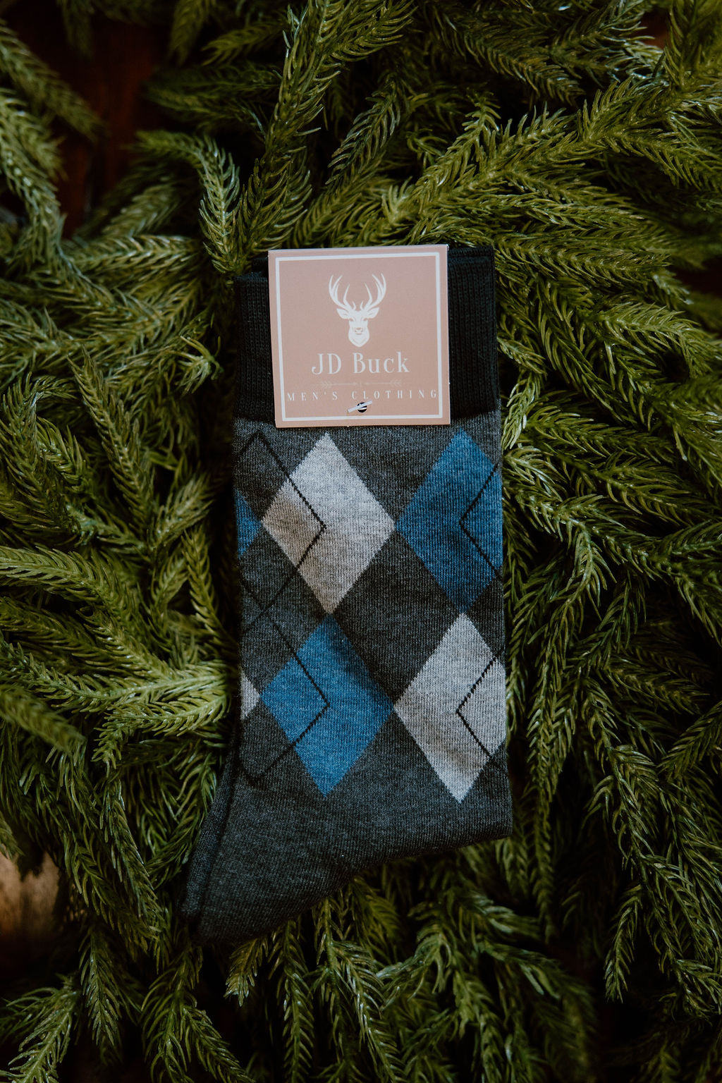 Blue Grey Argyle Socks