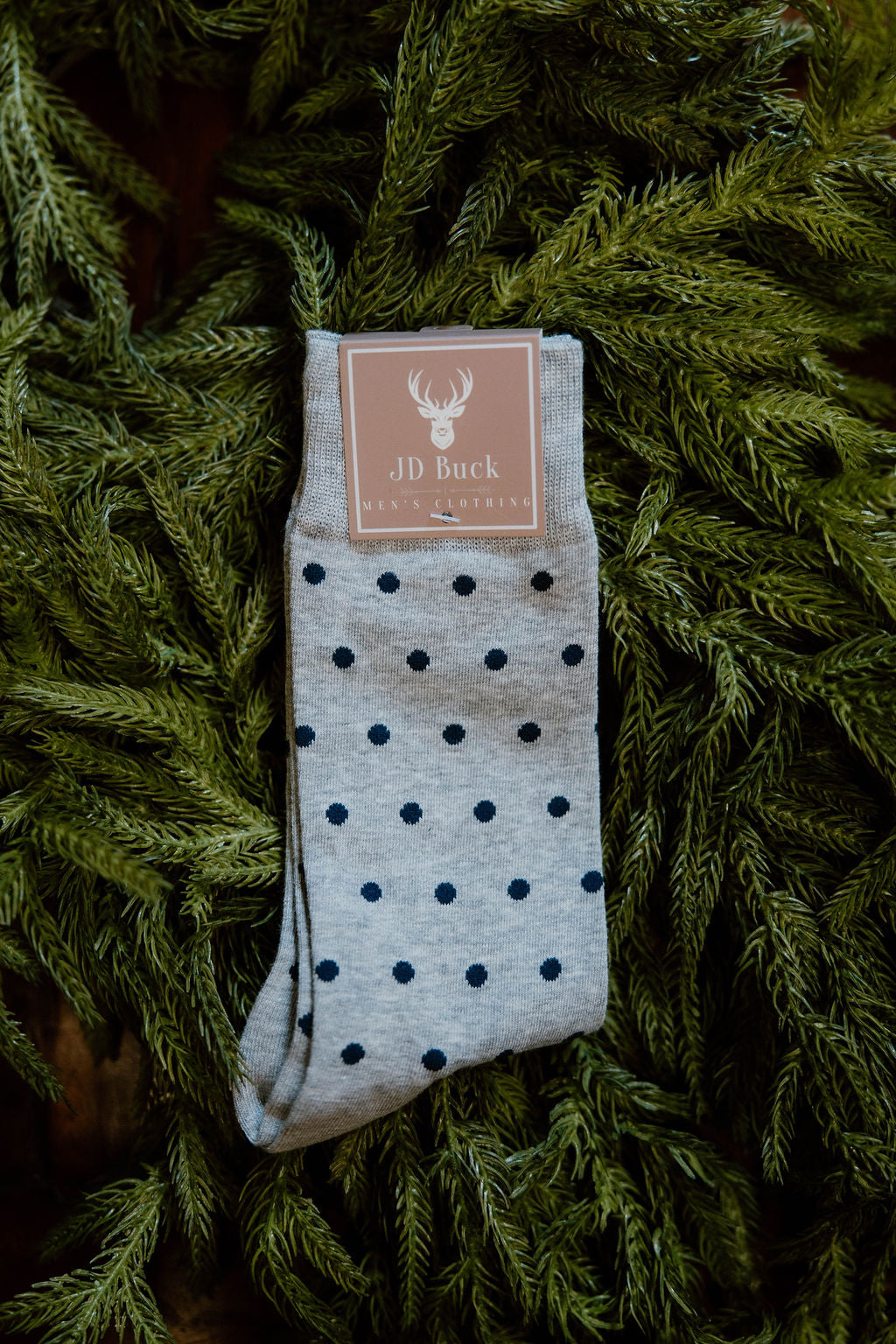 Grey Navy Dot Socks