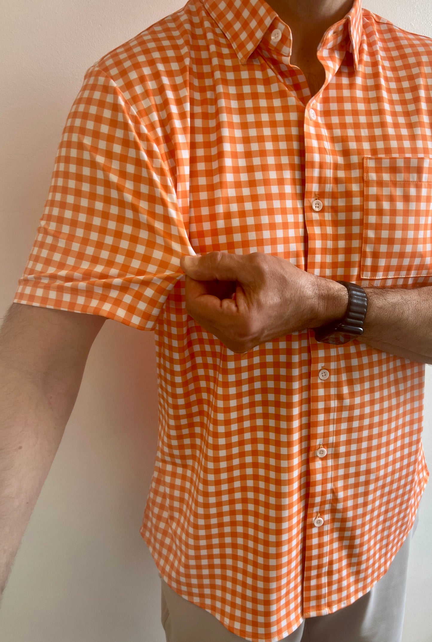 JD Buck Orange Gingham Short Sleeve Shirt