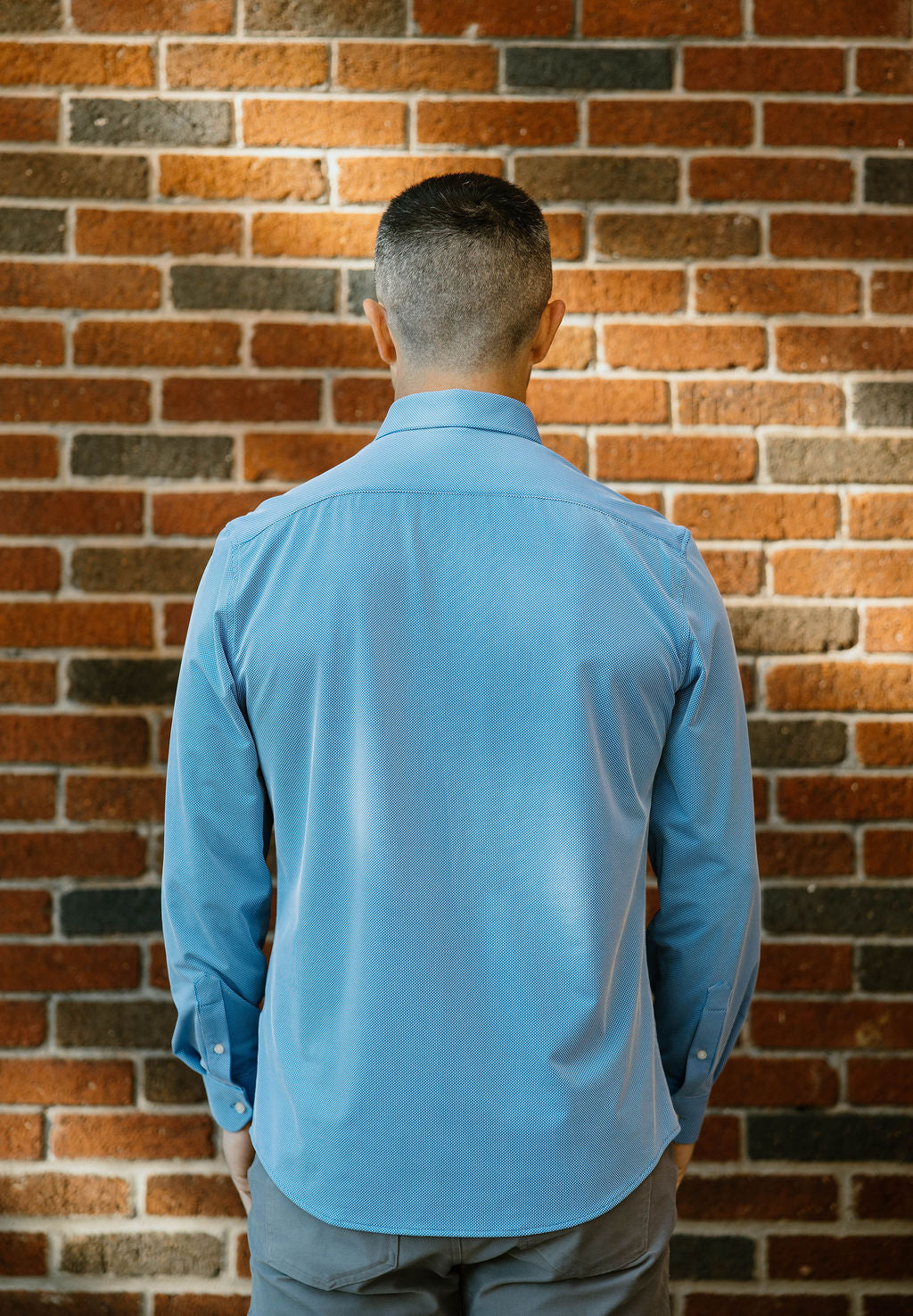 JD Buck Ice Blue Textured No Tuck Sleeve Shirt
