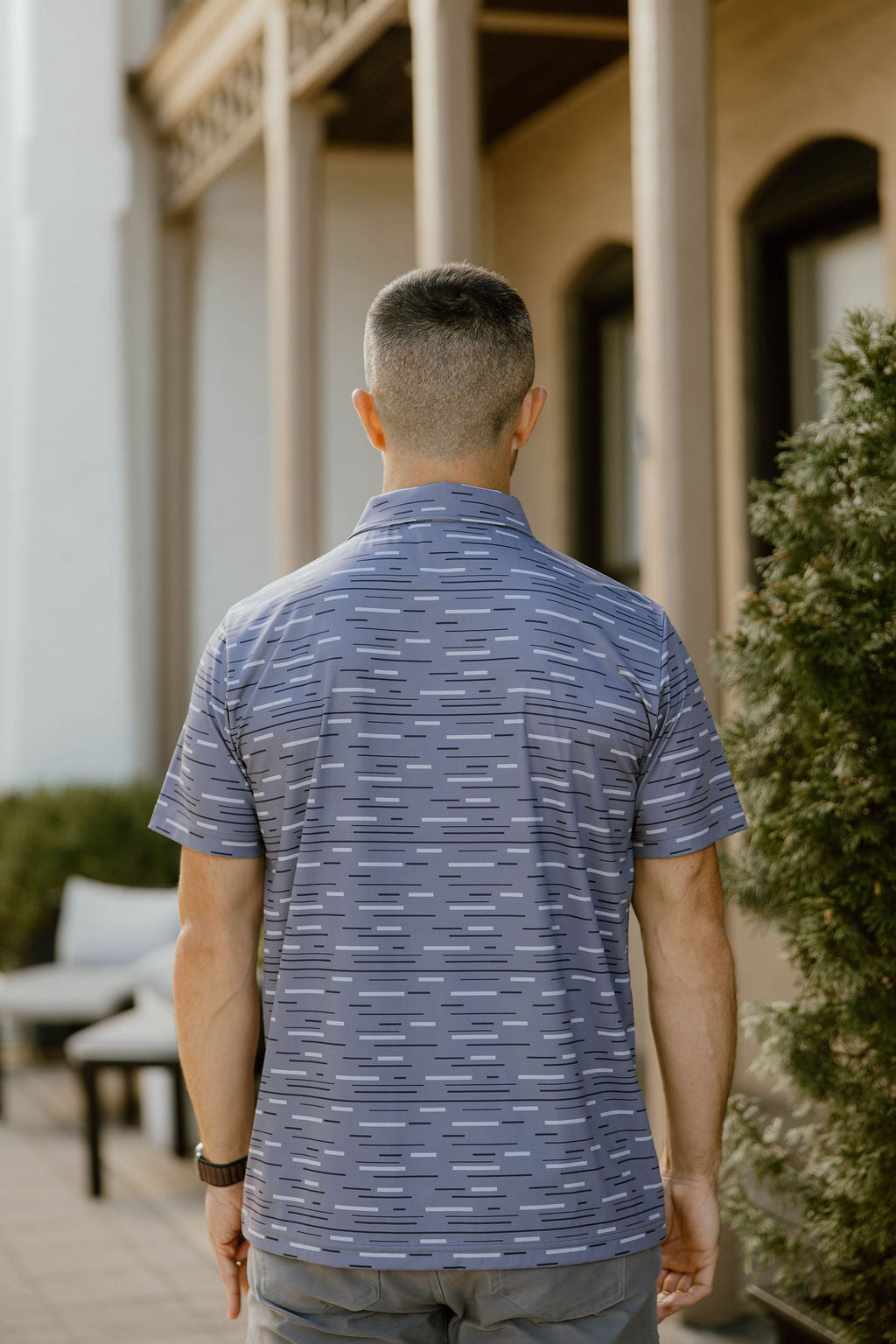 JD Buck Grey Dashes Polo Golf Shirt