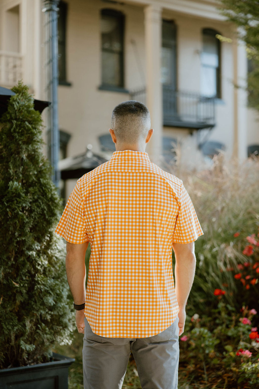 JD Buck Orange Gingham Short Sleeve Shirt