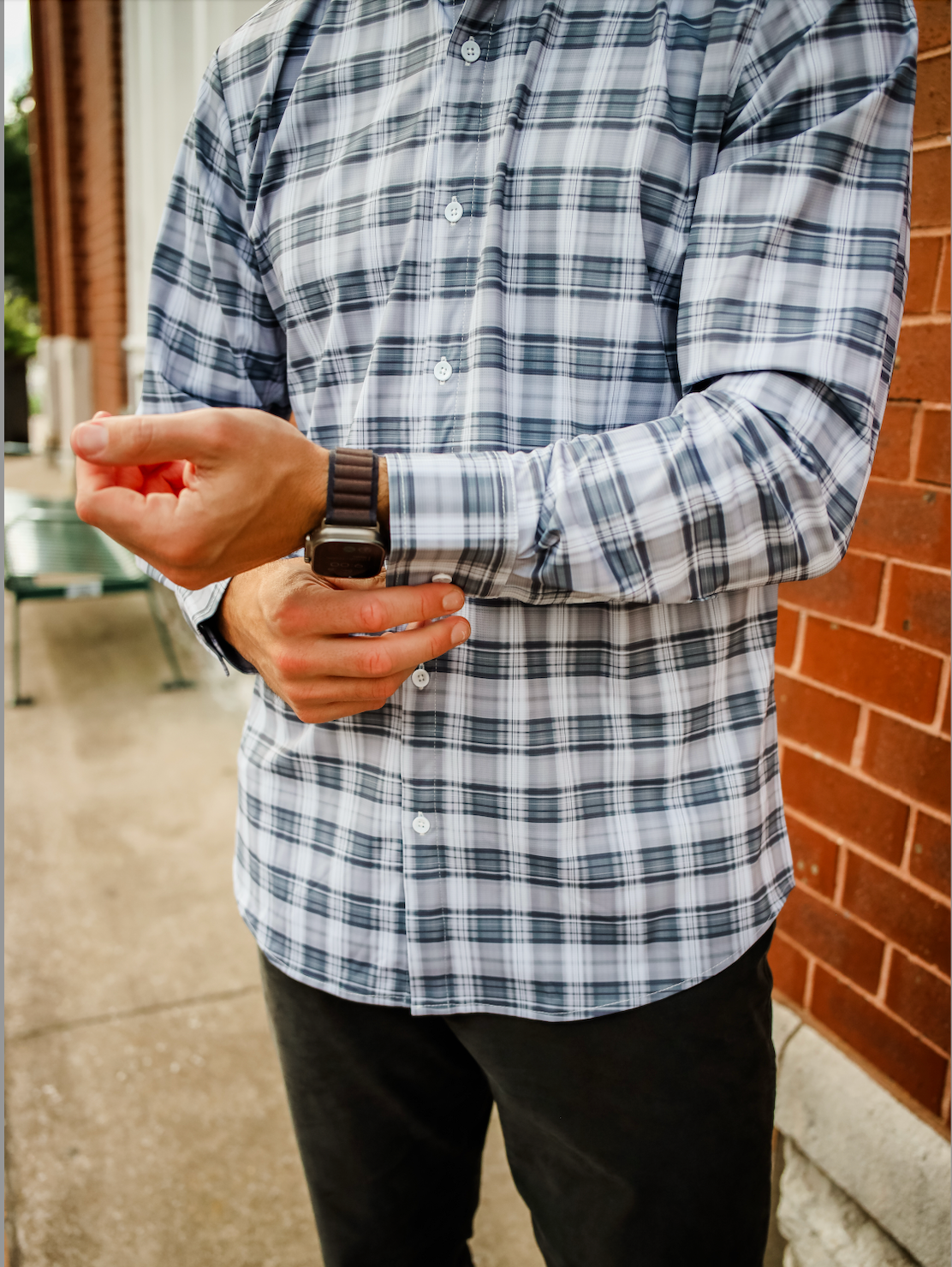 JD Buck Charcoal Plaid Long Sleeve Shirt
