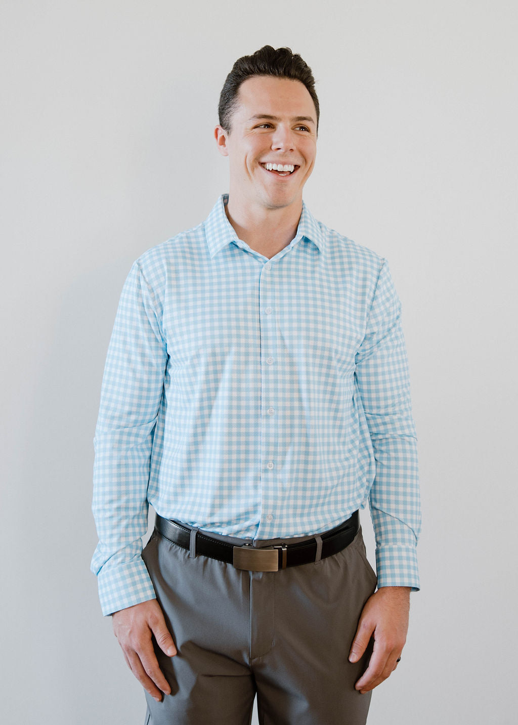 JD Buck Sky Blue Gingham Long Sleeve Shirt