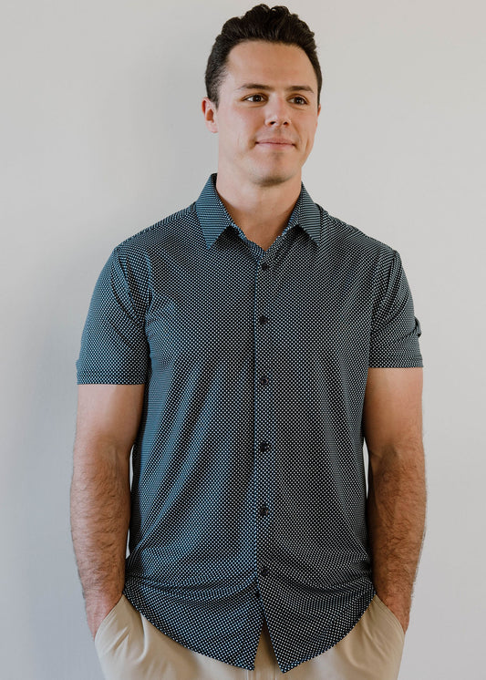 JD Buck Navy White Diamond Short Sleeve Shirt