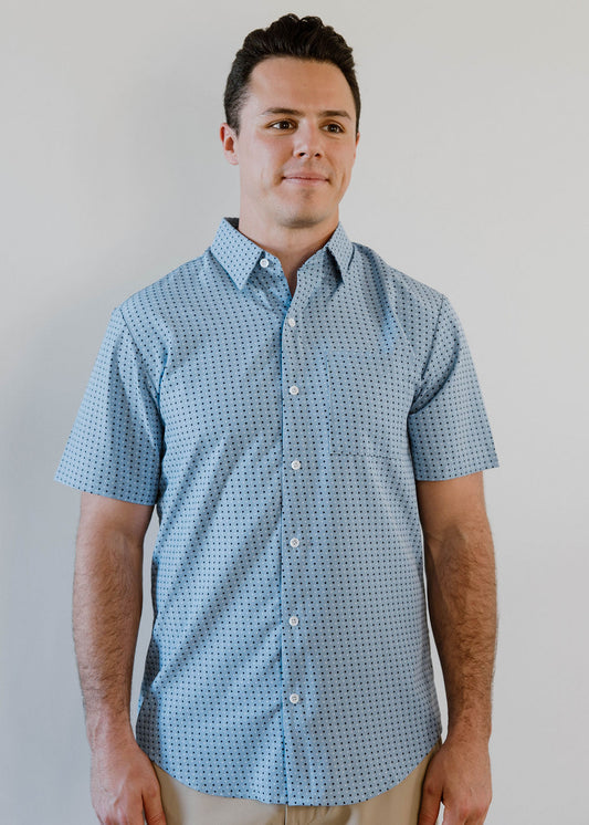 JD Buck Lt Blue Dual Dot Short Sleeve Shirt