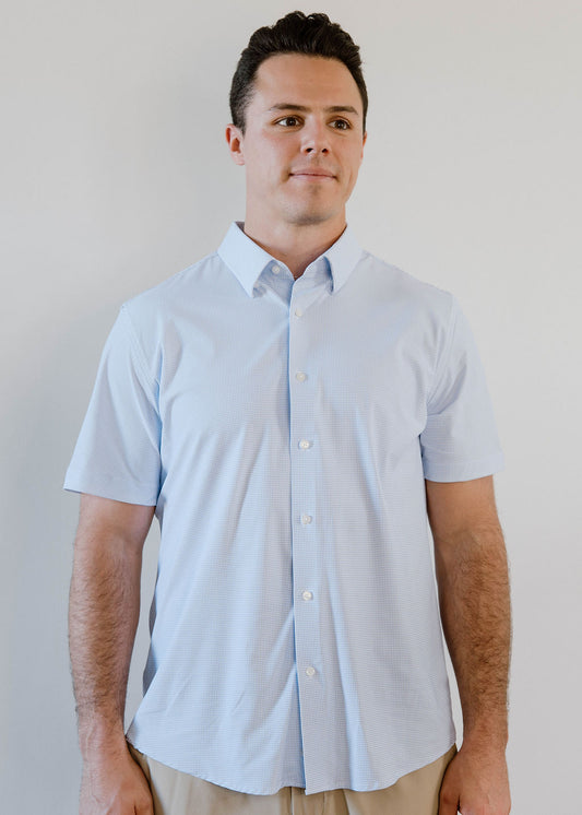 JD Buck Blue Mini Check Short Sleeve Shirt
