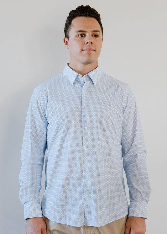 JD Buck White Diamond Dot No Tuck Long Sleeve Shirt