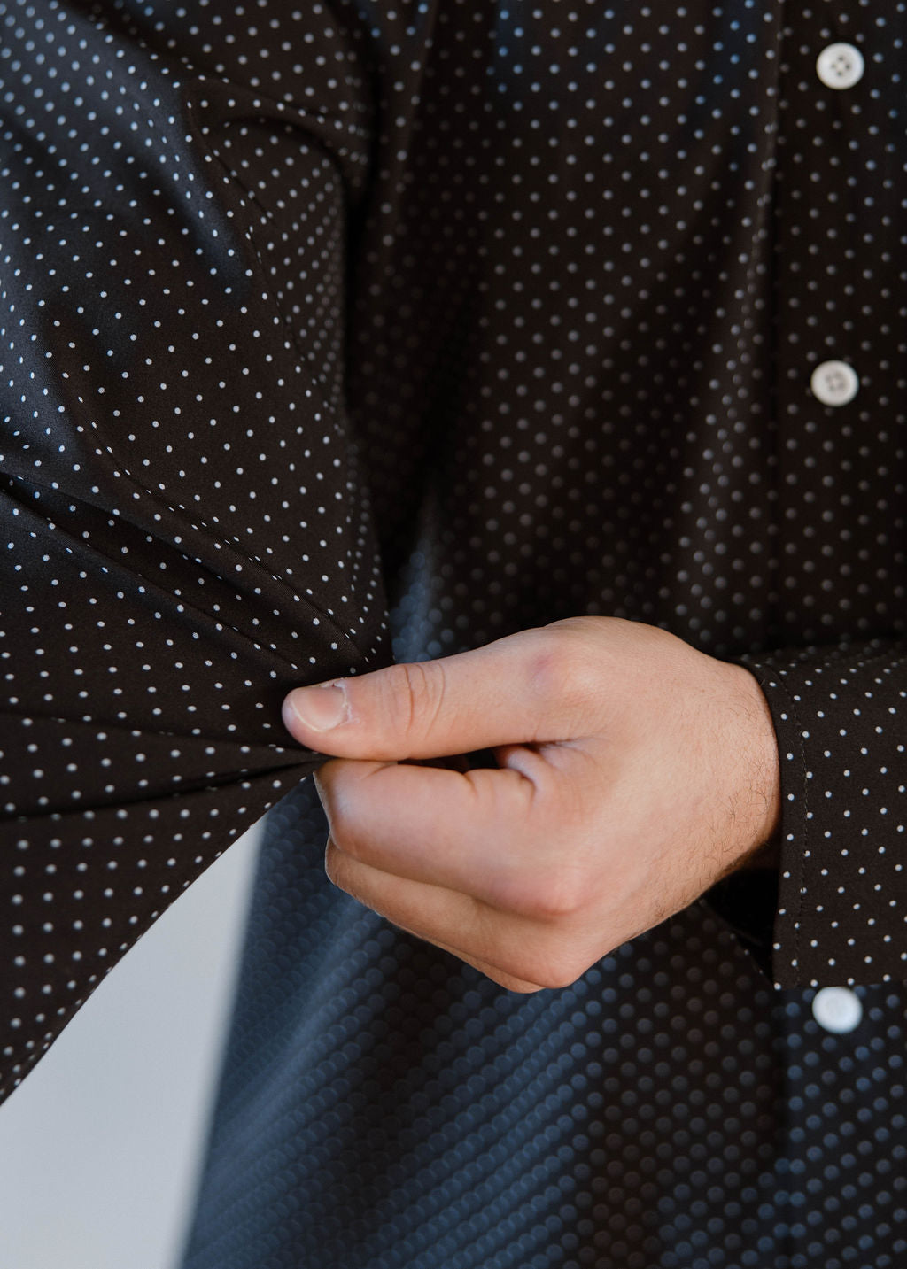 JD Buck Deep Navy Dot No Tuck Long Sleeve Shirt