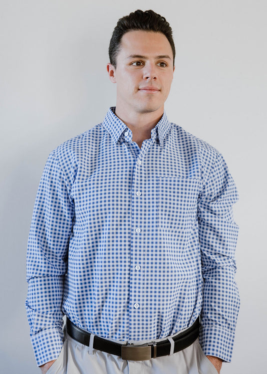 JD Buck Blue Gingham Long Sleeve Shirt