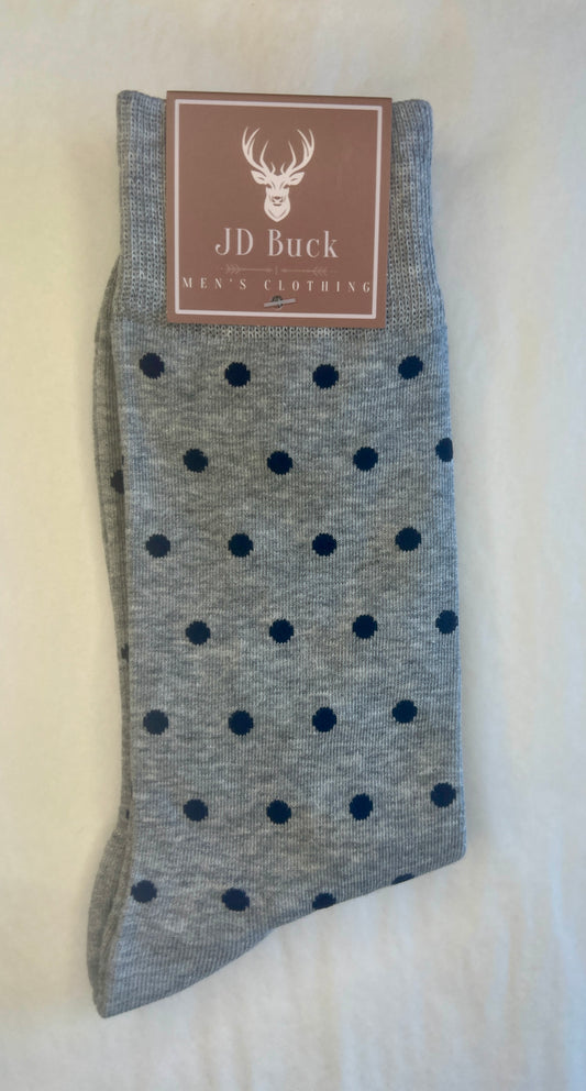 Grey Navy Dot Socks