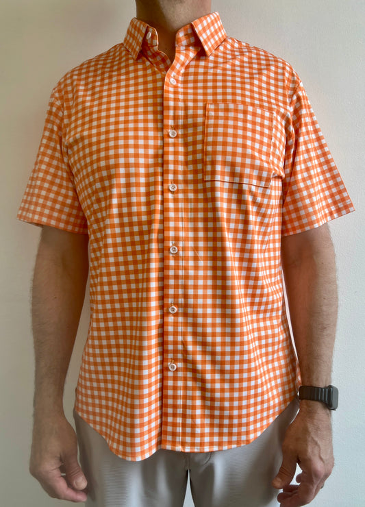 JD Buck Orange Gingham Short Sleeve Shirt