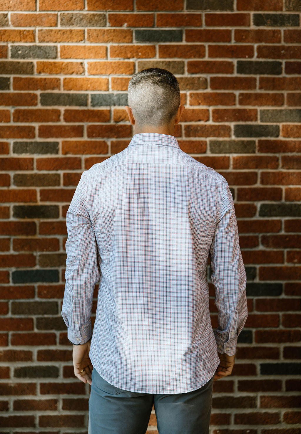 JD Buck Stone Red Plaid No Tuck Sleeve Shirt