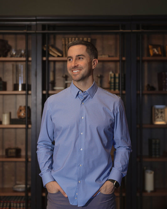 JD Buck Navy Mini Grid No Tuck Long Sleeve Shirt