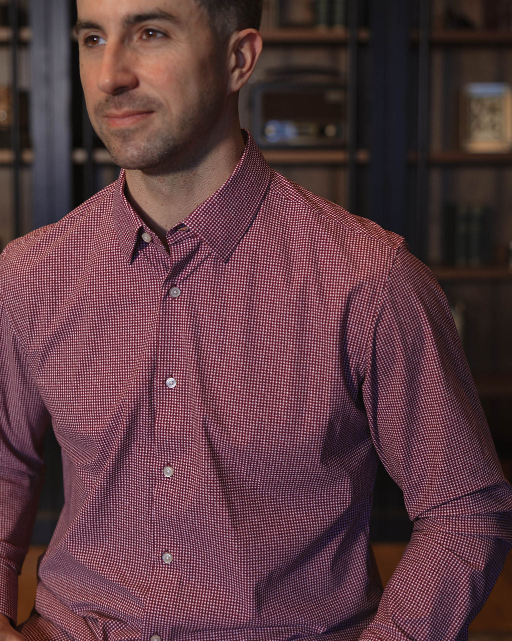 JD Buck Burgundy Textured No Tuck Long Sleeve Shirt