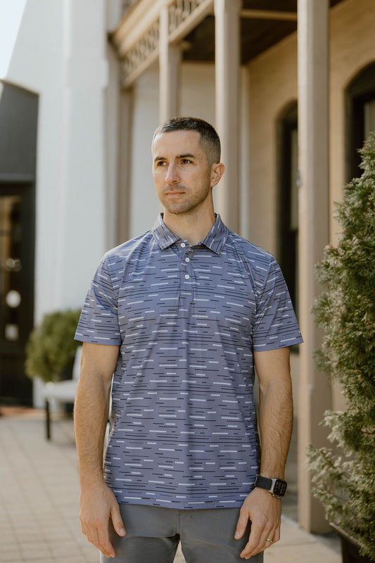 JD Buck Grey Dashes Polo Golf Shirt