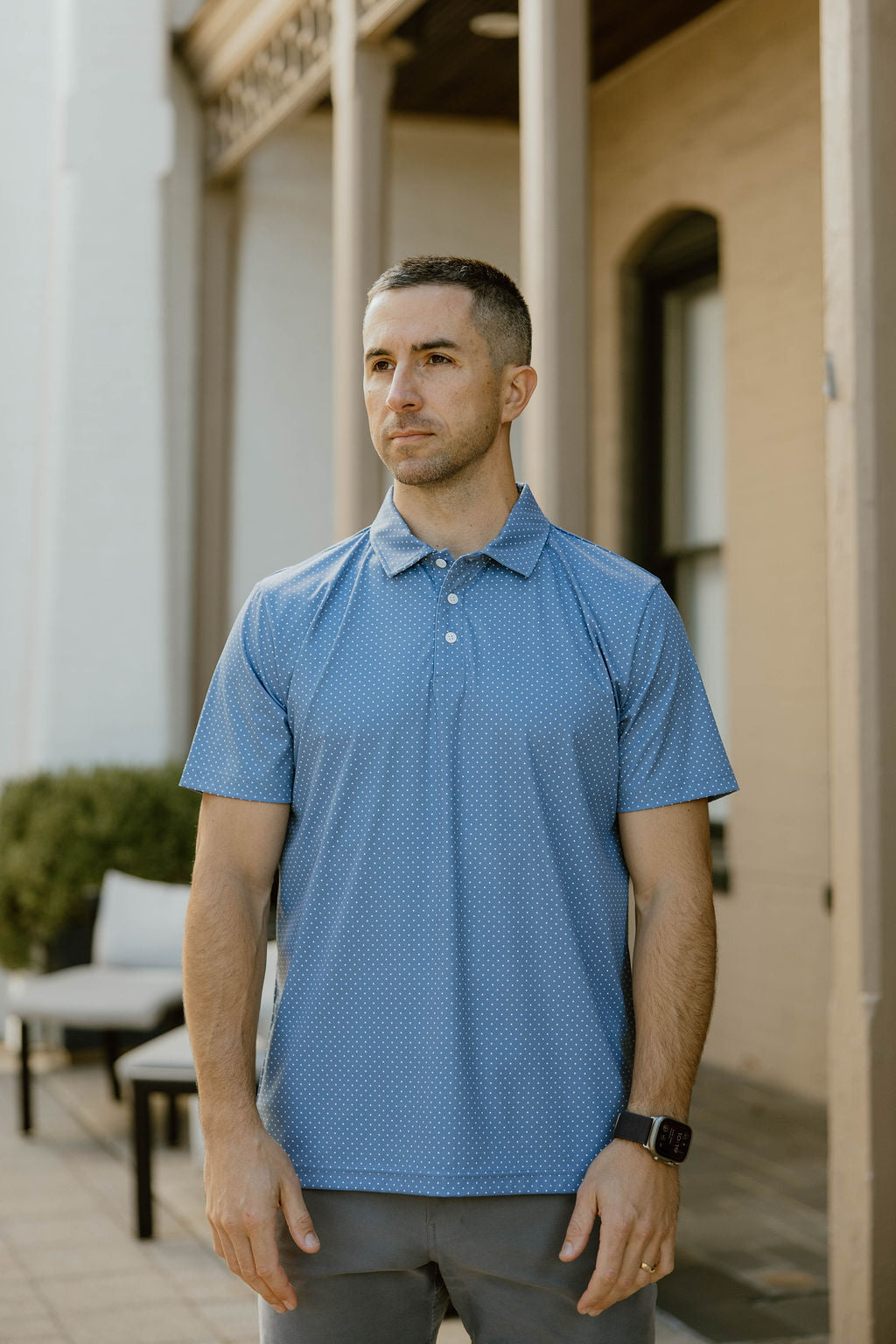 JD Buck Moonlight Blue Dots Polo Golf Shirt