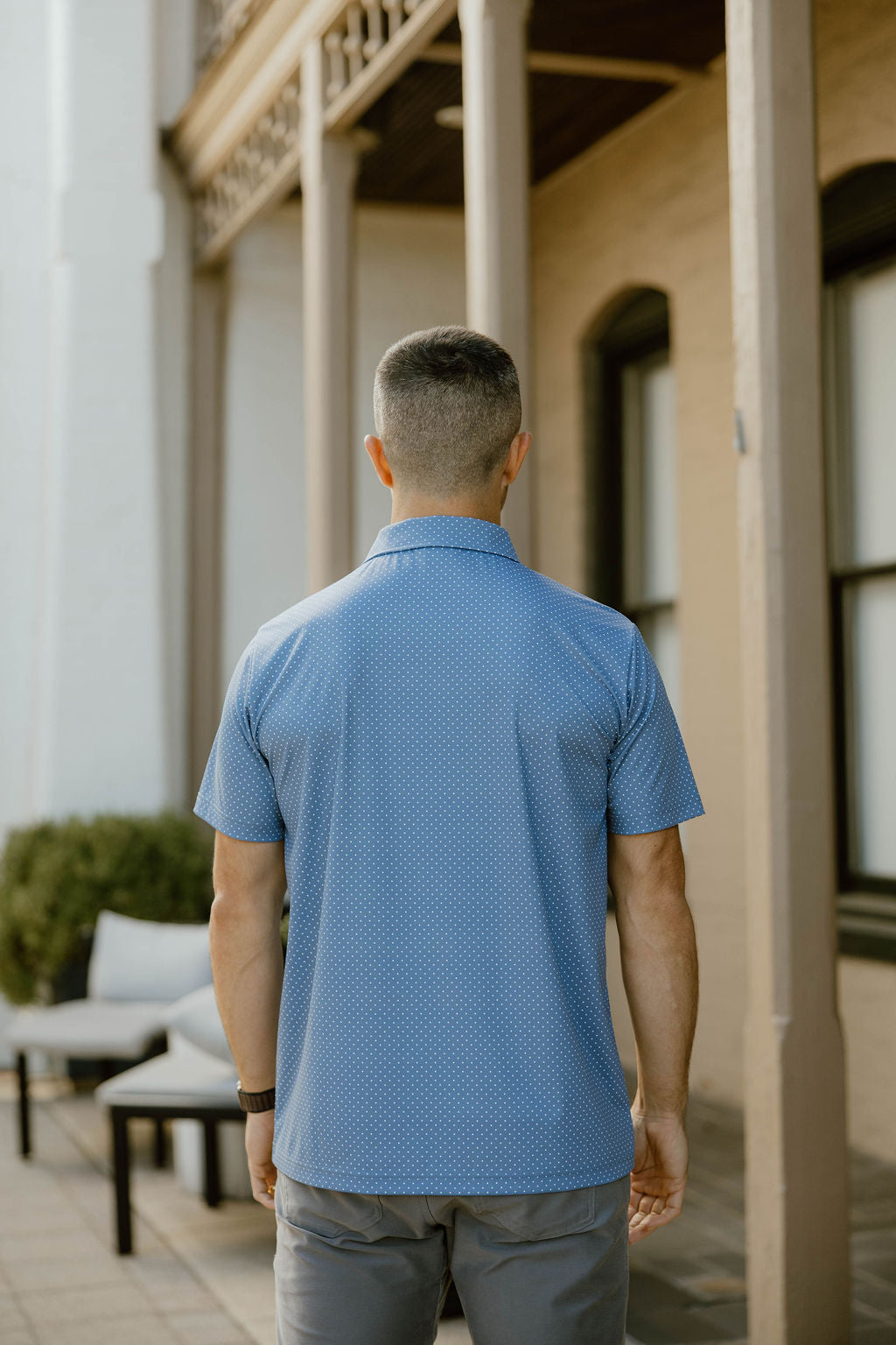 JD Buck Moonlight Blue Dots Polo Golf Shirt