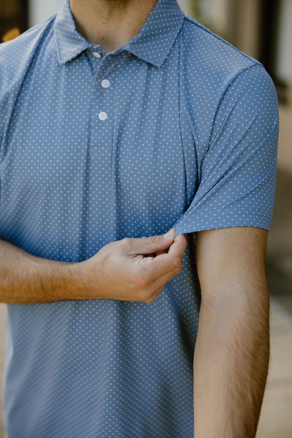 JD Buck Moonlight Blue Dots Polo Golf Shirt