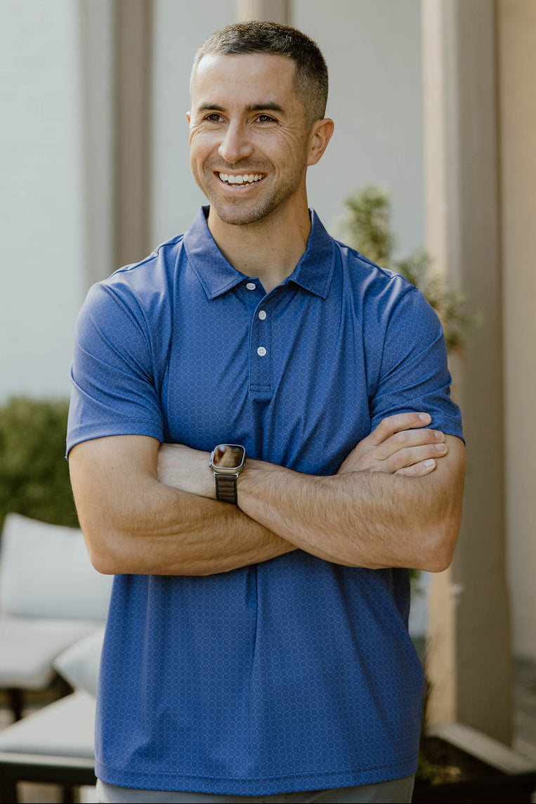 JD Buck Indigo Squares Polo Golf Shirt