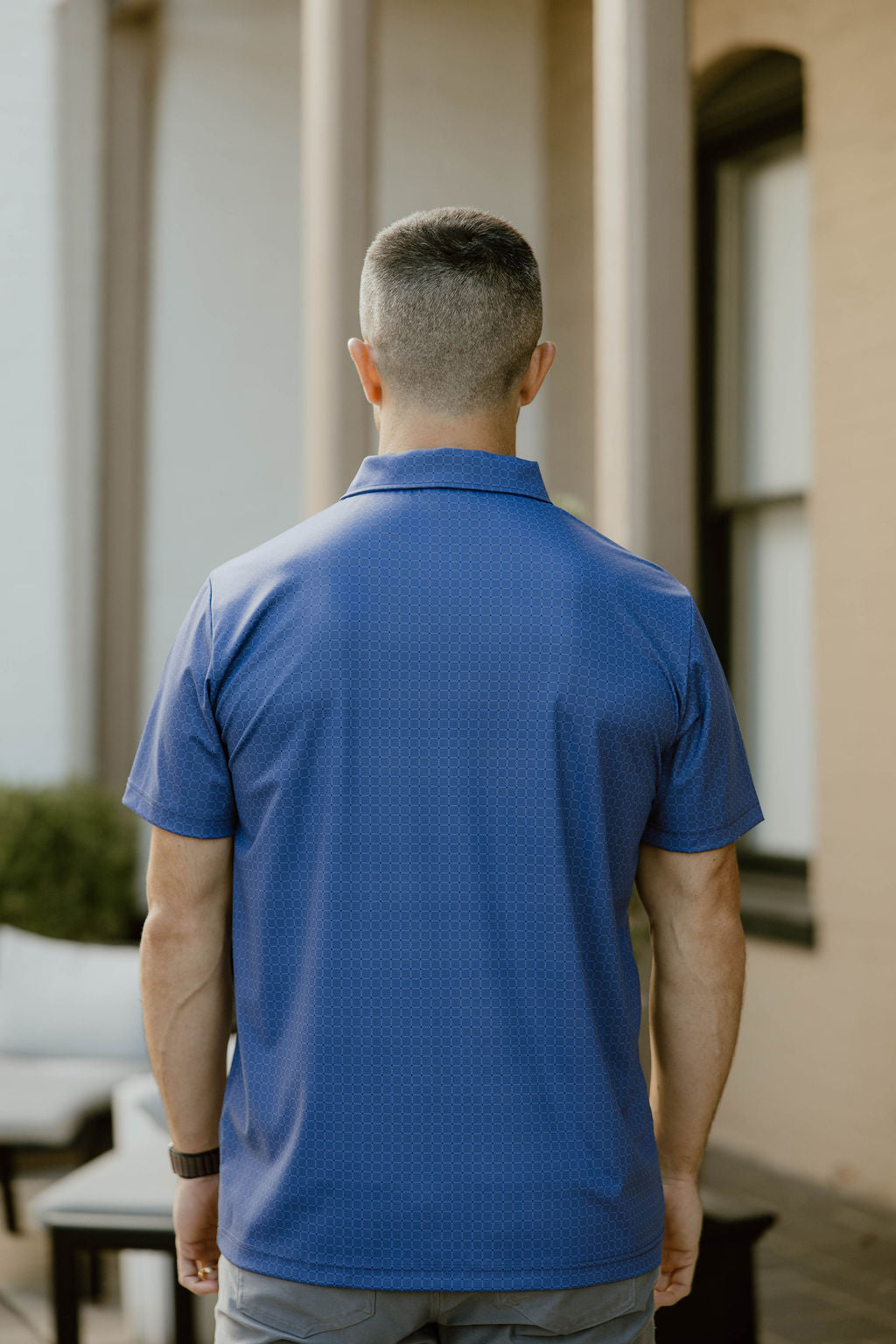 JD Buck Indigo Squares Polo Golf Shirt