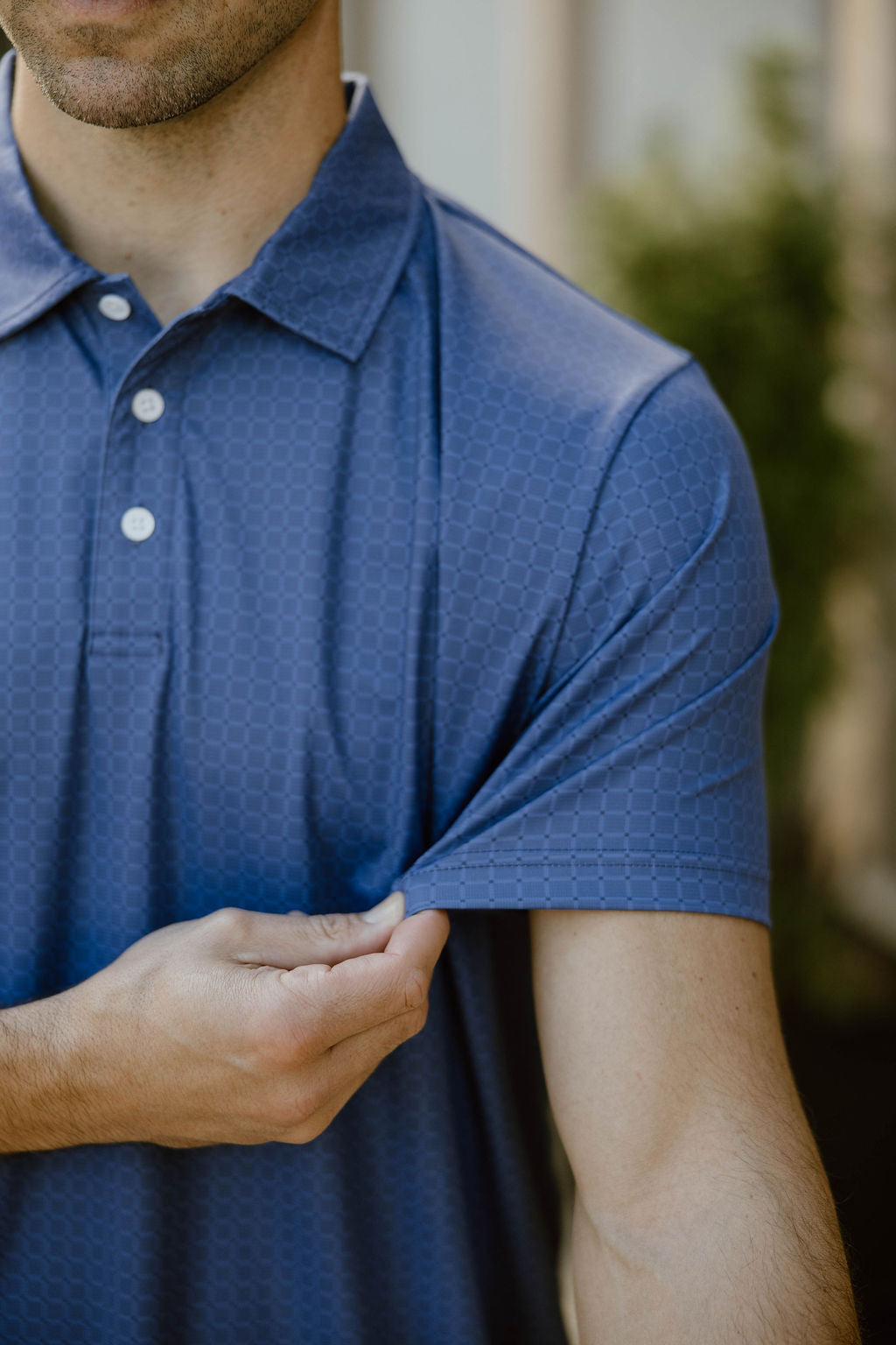 JD Buck Indigo Squares Polo Golf Shirt
