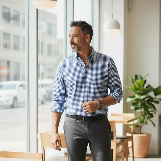 JD Buck Blue Gingham Long Sleeve Shirt