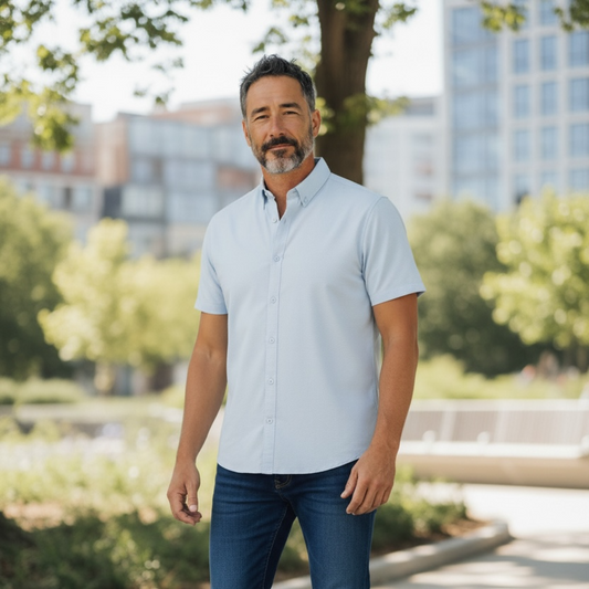 JD Buck Solid Blue Short Sleeve Shirt