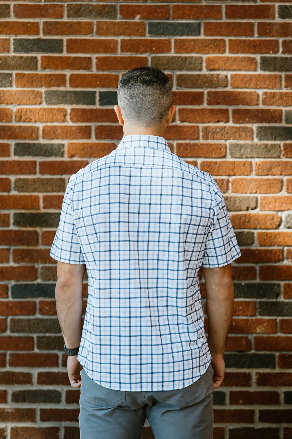 JD Buck Navy Lt Blue Windowpane SS Shirt