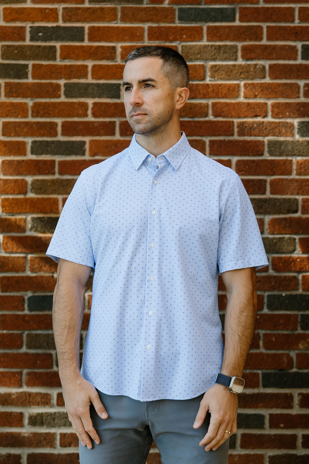 JD Buck Blue w/ Navy Mini Squares SS Shirt