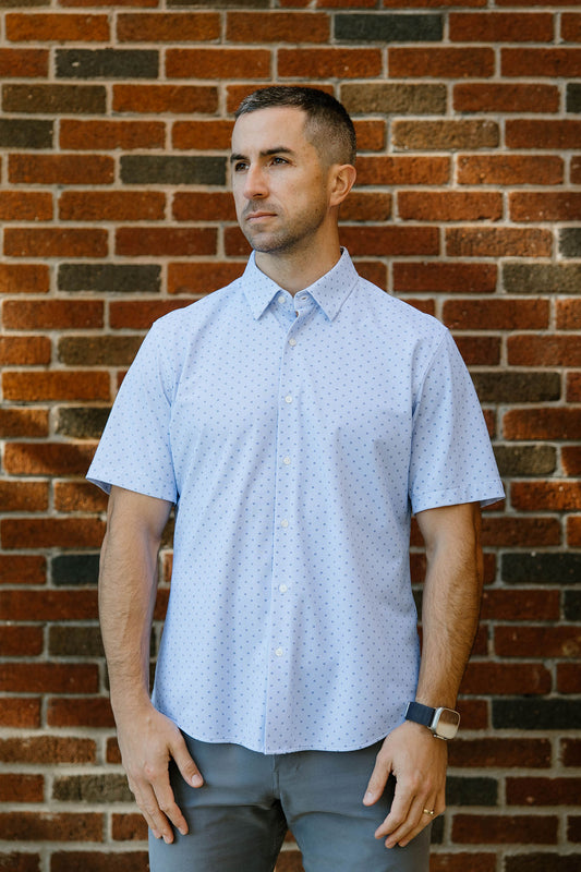 JD Buck Blue w/ Navy Mini Squares SS Shirt