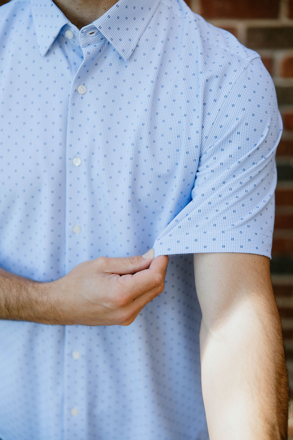 JD Buck Blue w/ Navy Mini Squares SS Shirt