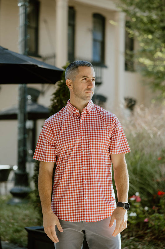 JD Buck Crimson Gingham Short Sleeve Shirt