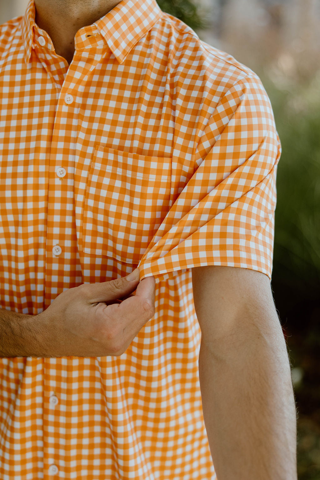 JD Buck Orange Gingham Short Sleeve Shirt